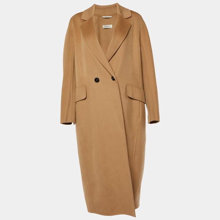 Pre Owned S'Max Mara Camel Brown Wool Double Breasted Coat S