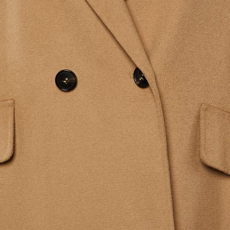 Pre Owned S'Max Mara Camel Brown Wool Double Breasted Coat S