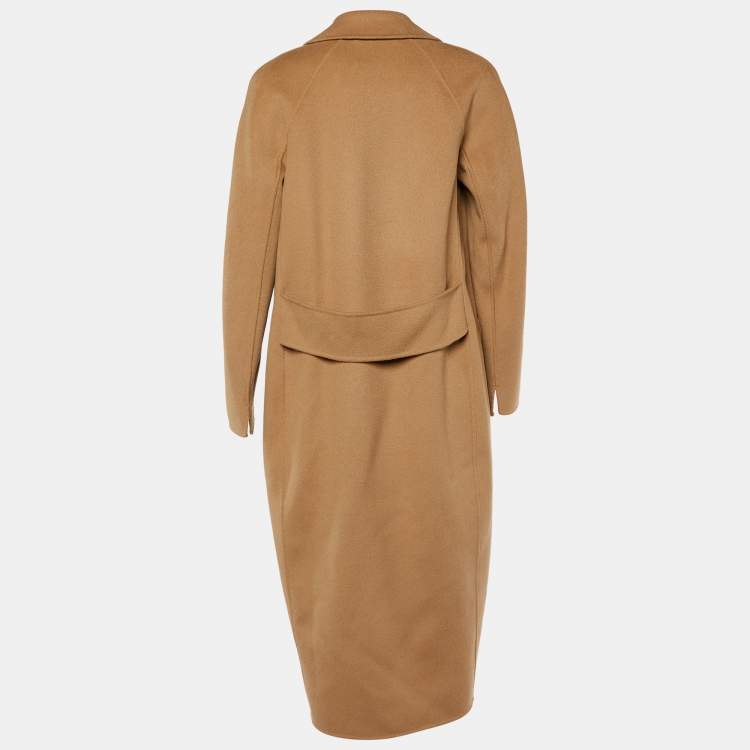 Pre Owned S'Max Mara Camel Brown Wool Double Breasted Coat S