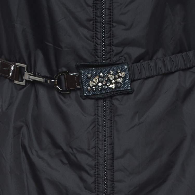 Pre Owned S'Max Mara Black Nylon Zip Front Hooded Timeless Vest S 