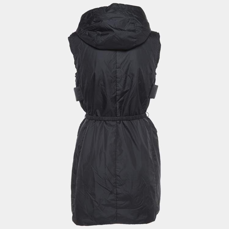 Pre Owned S'Max Mara Black Nylon Zip Front Hooded Timeless Vest S 
