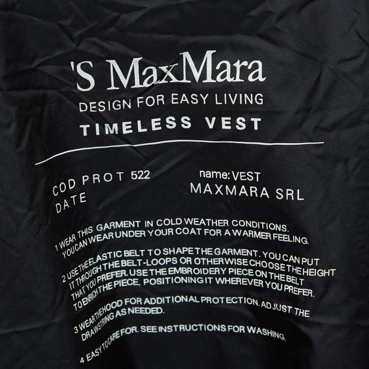 Pre Owned S'Max Mara Black Nylon Zip Front Hooded Timeless Vest S 