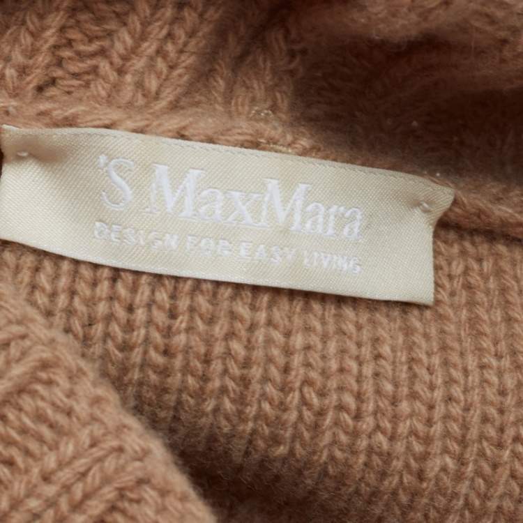 Pre Owned S'Max Mara Camel Brown Wool High Neck Sweater L