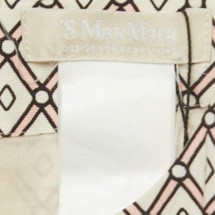 Pre Owned S'Max Mara Cream Geometric Print Cotton Sleeveless Mini Dress M