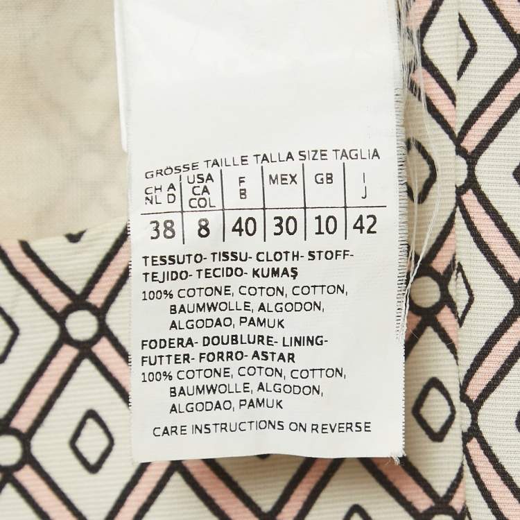 Pre Owned S'Max Mara Cream Geometric Print Cotton Sleeveless Mini Dress M