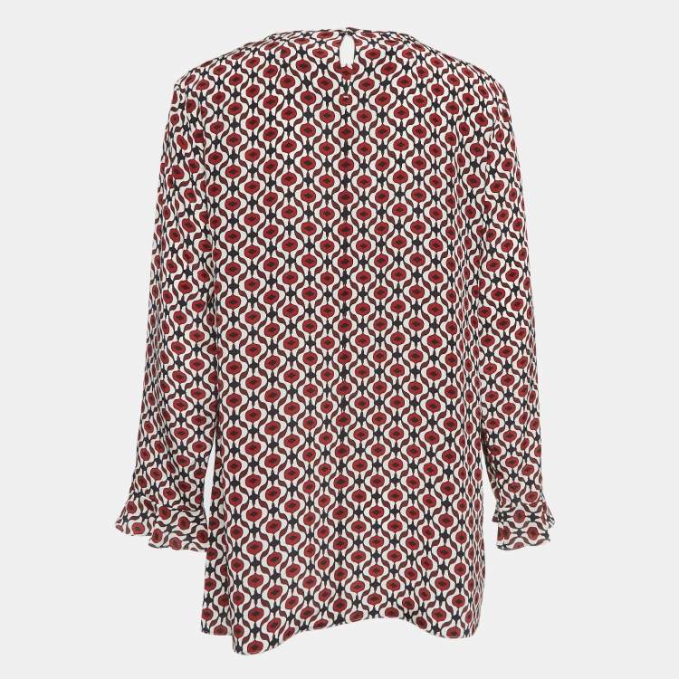 Pre Owned S'Max Mara Multicolor Printed Silk Top L