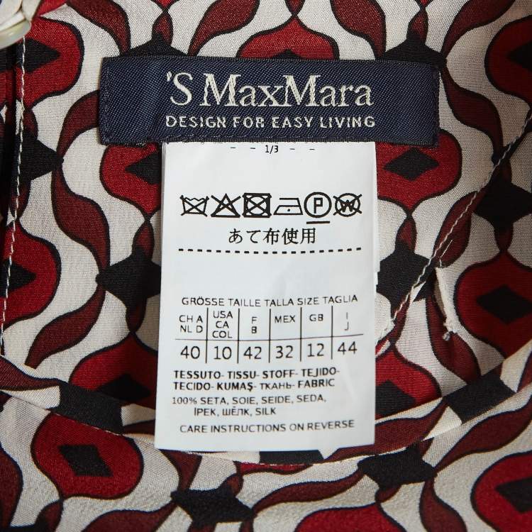 Pre Owned S'Max Mara Multicolor Printed Silk Top L