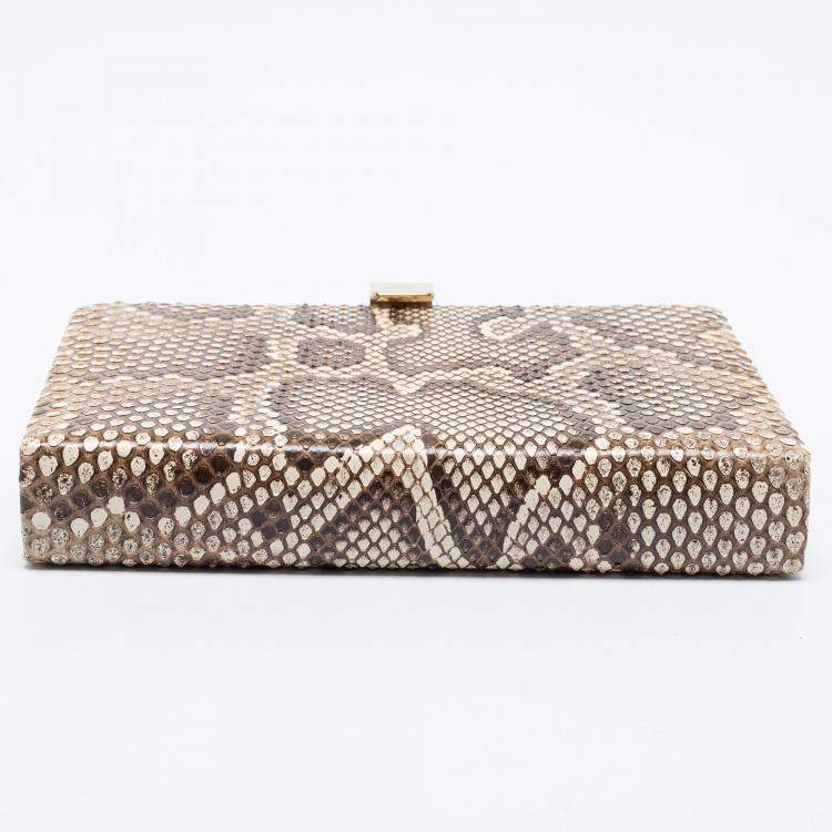 Pre Owned Smythson Beige Python Soho Clutch