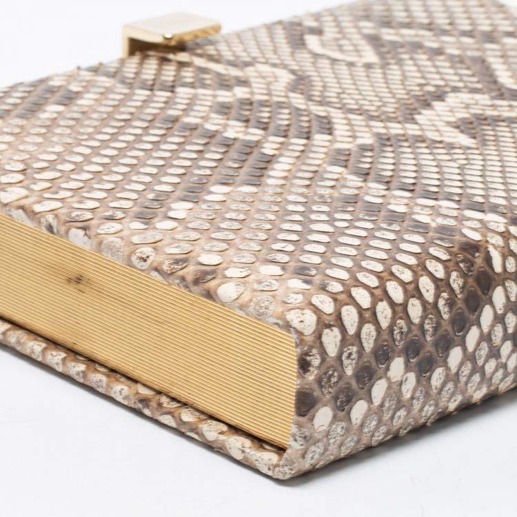 Pre Owned Smythson Beige Python Soho Clutch
