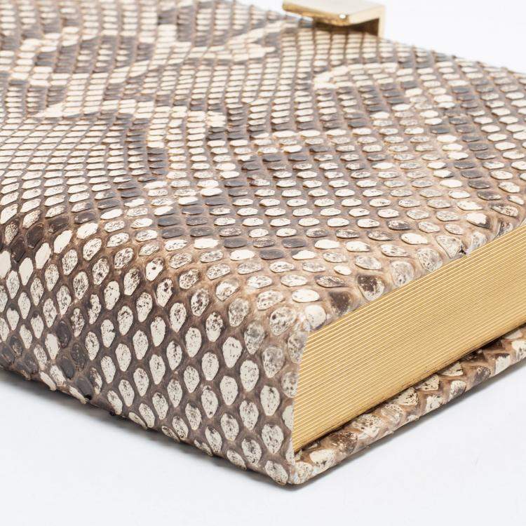 Pre Owned Smythson Beige Python Soho Clutch