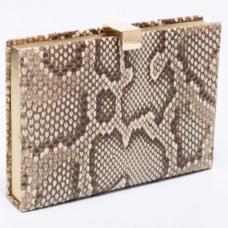 Pre Owned Smythson Beige Python Soho Clutch