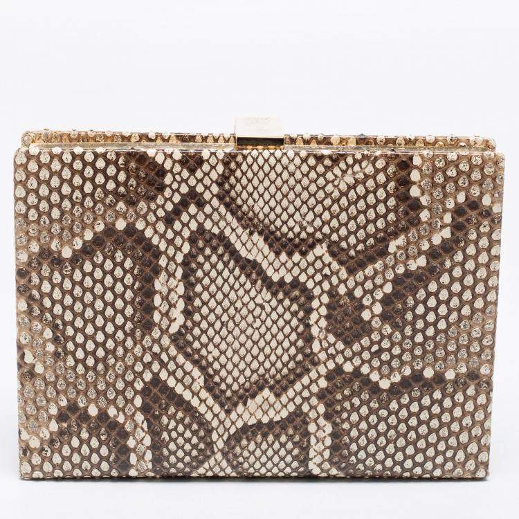 Pre Owned Smythson Beige Python Soho Clutch