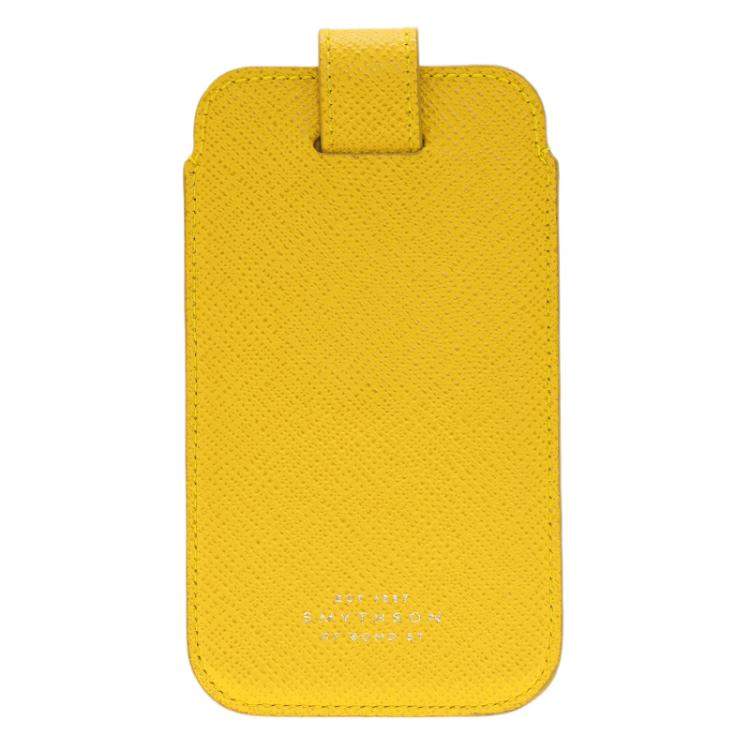Pre Owned Smythson Yellow Leather Phone Case