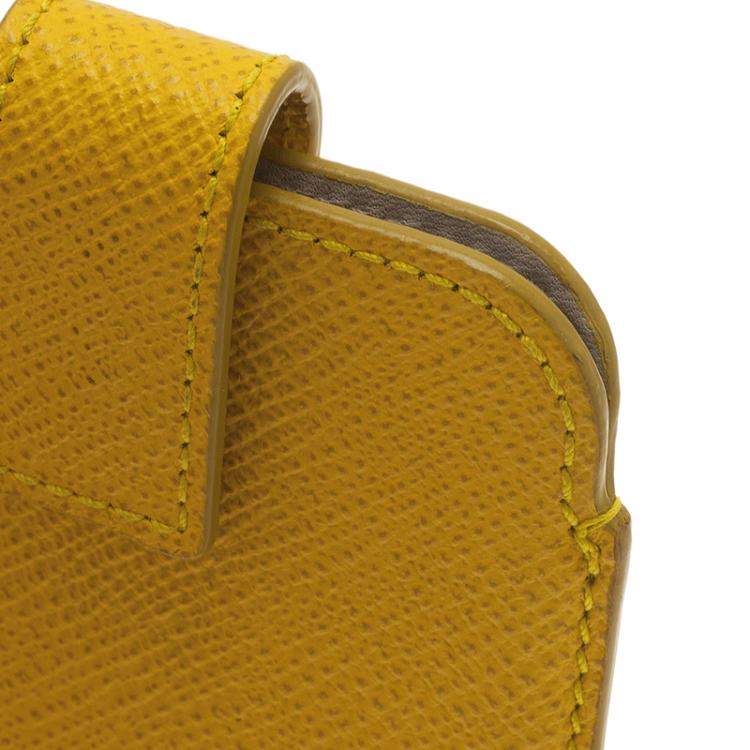Pre Owned Smythson Yellow Leather Phone Case