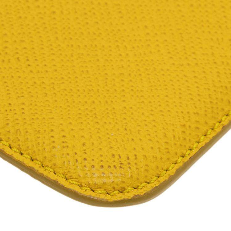 Pre Owned Smythson Yellow Leather Phone Case