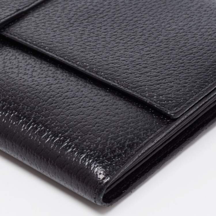 Pre Owned Smythson Black Leather Travel Document Holder