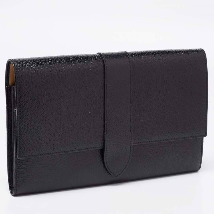 Pre Owned Smythson Black Leather Travel Document Holder