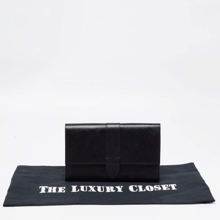 Pre Owned Smythson Black Leather Travel Document Holder