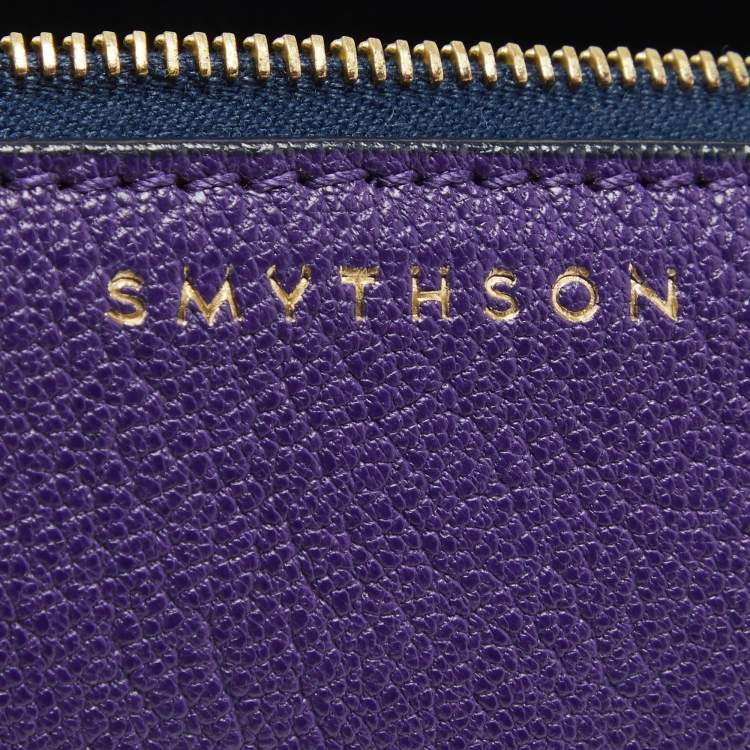 Pre Owned Smythson Purple Leather Panama Pencil Case