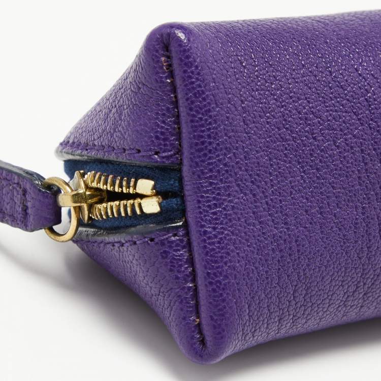 Pre Owned Smythson Purple Leather Panama Pencil Case