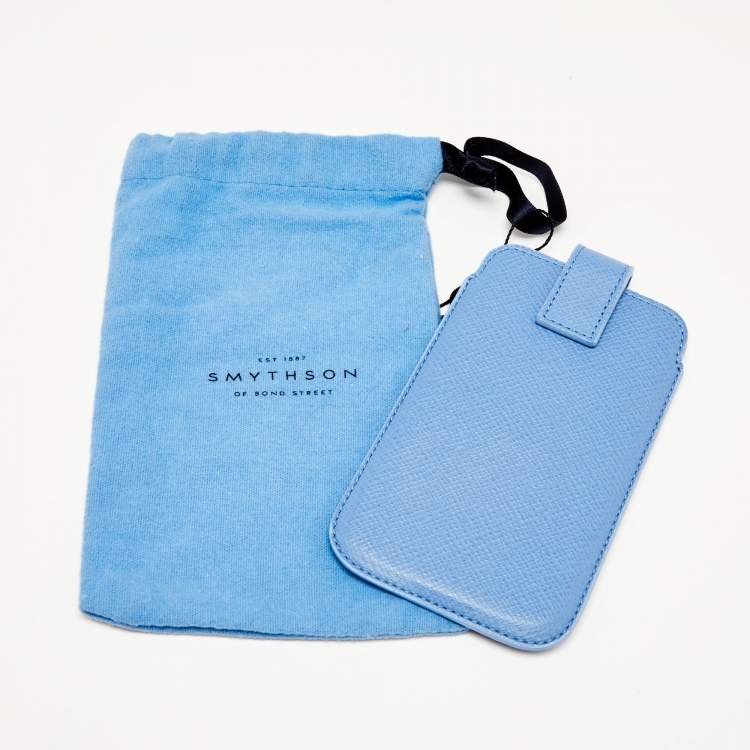Pre Owned Smythson Blue Leather Phone Cover