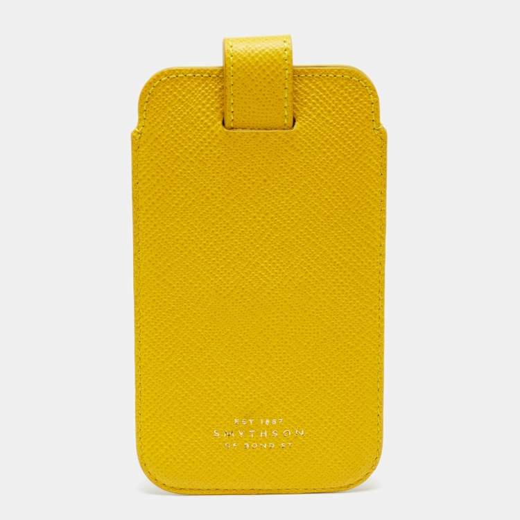 Pre Owned Smythson Yellow Leather Phone Cover