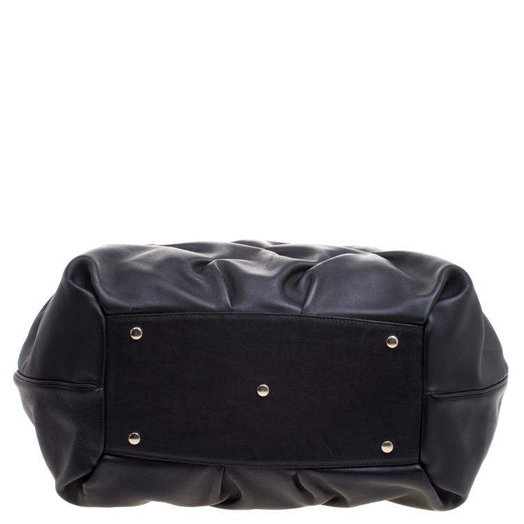Pre Owned Symthson Black Leather Nancy Top Handle Bag