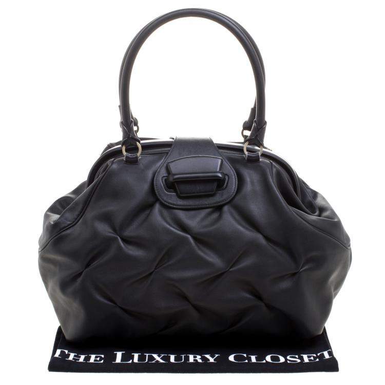 Pre Owned Symthson Black Leather Nancy Top Handle Bag