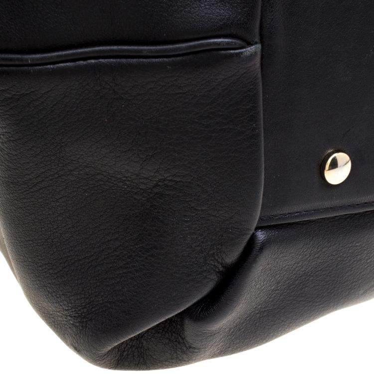 Pre Owned Symthson Black Leather Nancy Top Handle Bag