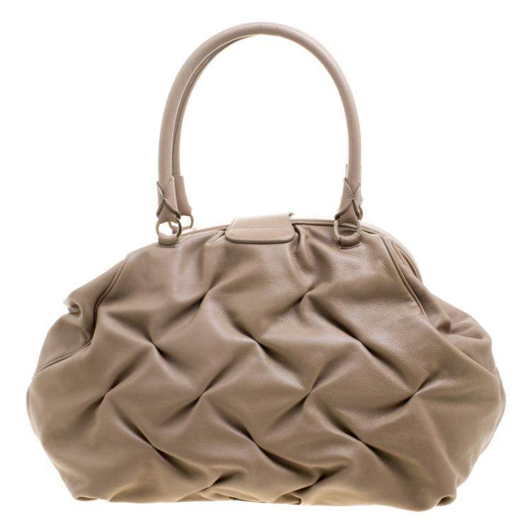 Pre Owned Symthson Beige Leather Nancy Top Handle Bag