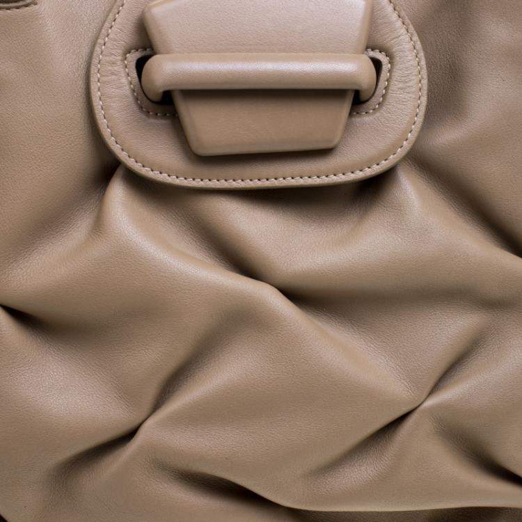 Pre Owned Symthson Beige Leather Nancy Top Handle Bag