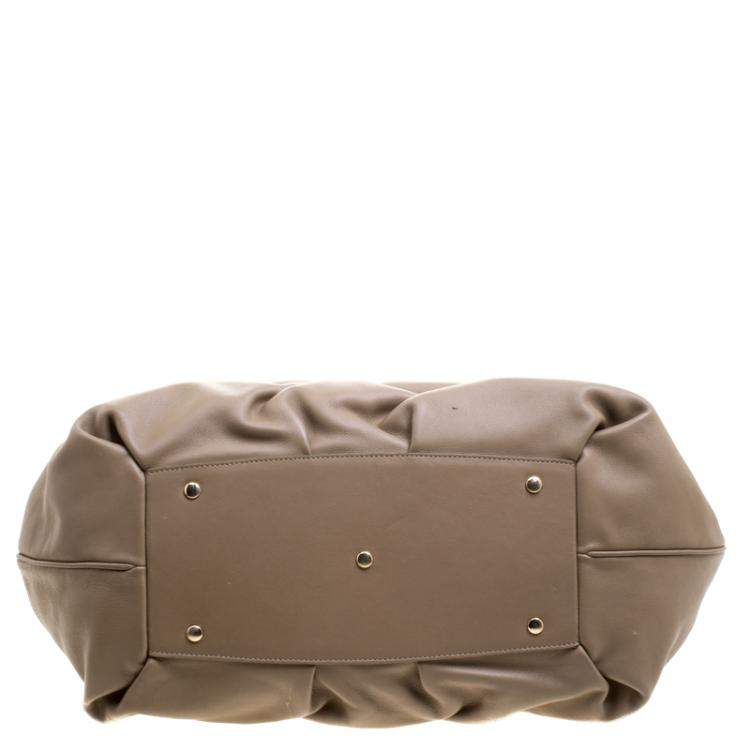 Pre Owned Symthson Beige Leather Nancy Top Handle Bag