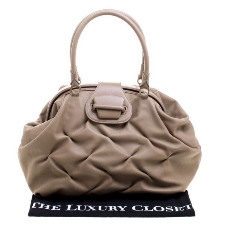 Pre Owned Symthson Beige Leather Nancy Top Handle Bag