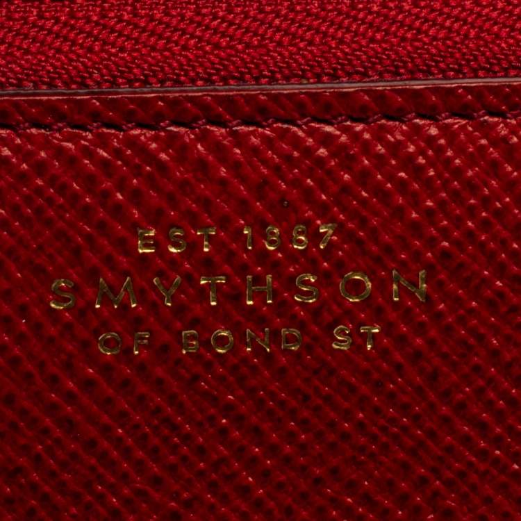Pre Owned Smythson Red Leather Double Zip Panama Wallet
