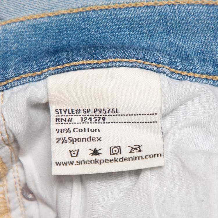 مملوكة مسبقًا Sneak Peek Blue Denim Distressed Skinny Jeans M