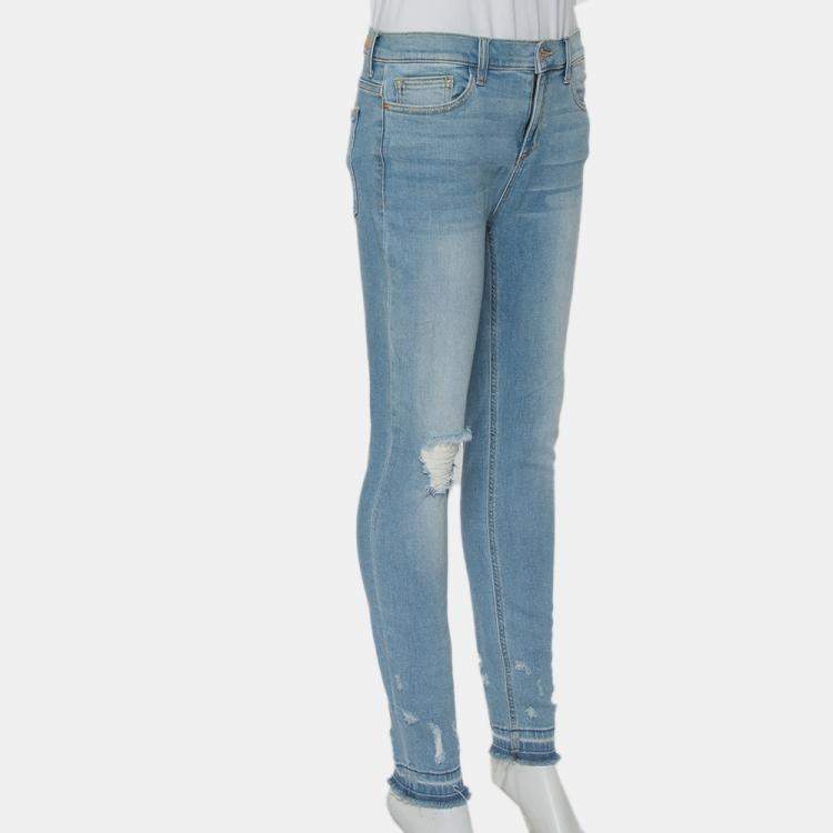 مملوكة مسبقًا Sneak Peek Blue Denim Distressed Skinny Jeans M