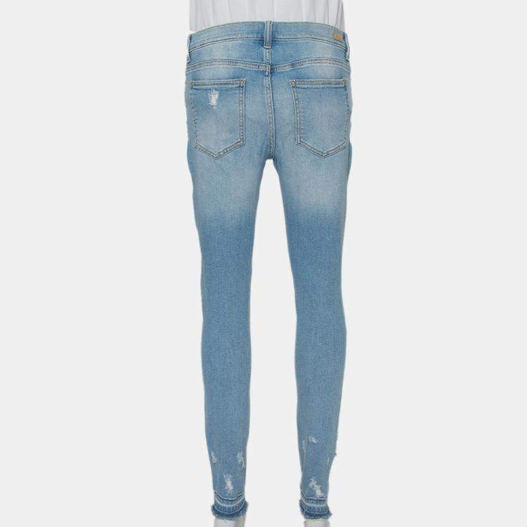 مملوكة مسبقًا Sneak Peek Blue Denim Distressed Skinny Jeans M