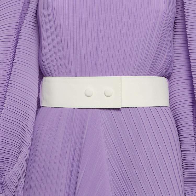 مملوكة مسبقًا Solace London Dark Lilac Purple Belted Asymmetric Tilde Maxi Dress S