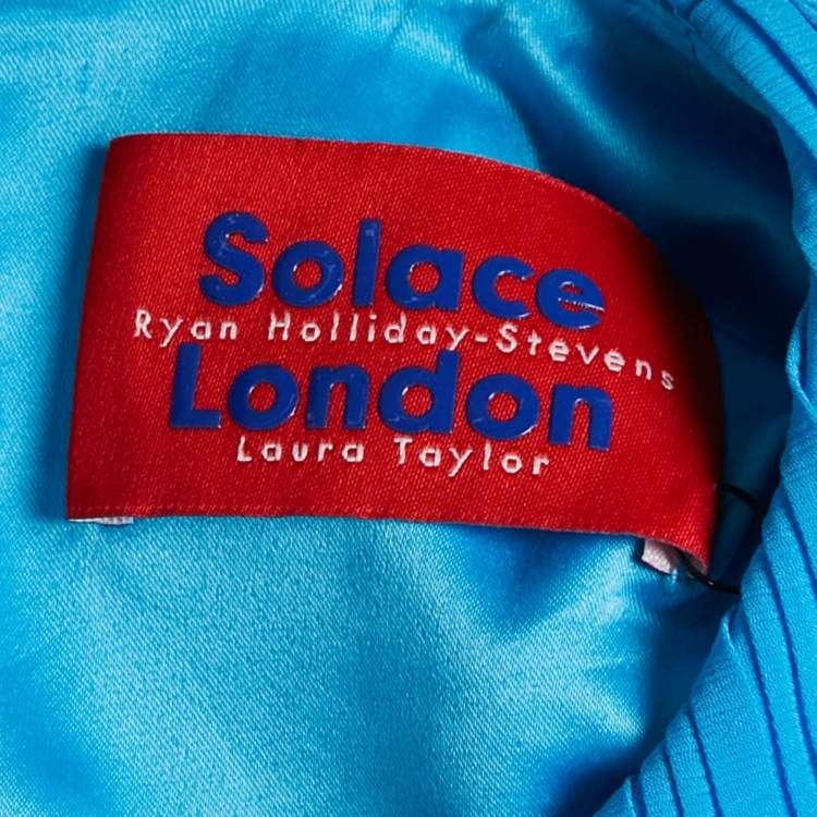 Pre Owned Solace London Blue Belted Asymmetric Tilde Maxi Dress M