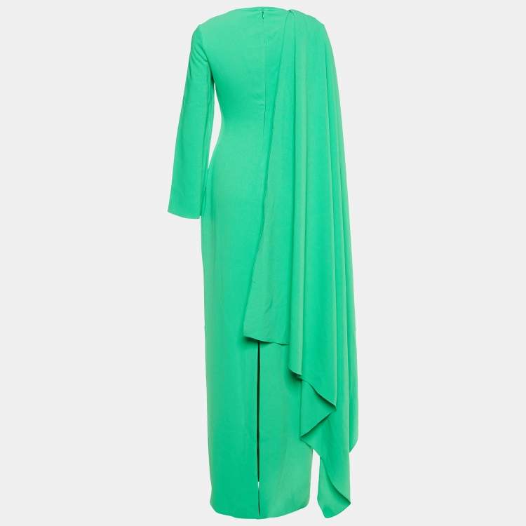 مملوكة مسبقًا Solace London Green Crepe Cape Detail Lydia Maxi Dress M