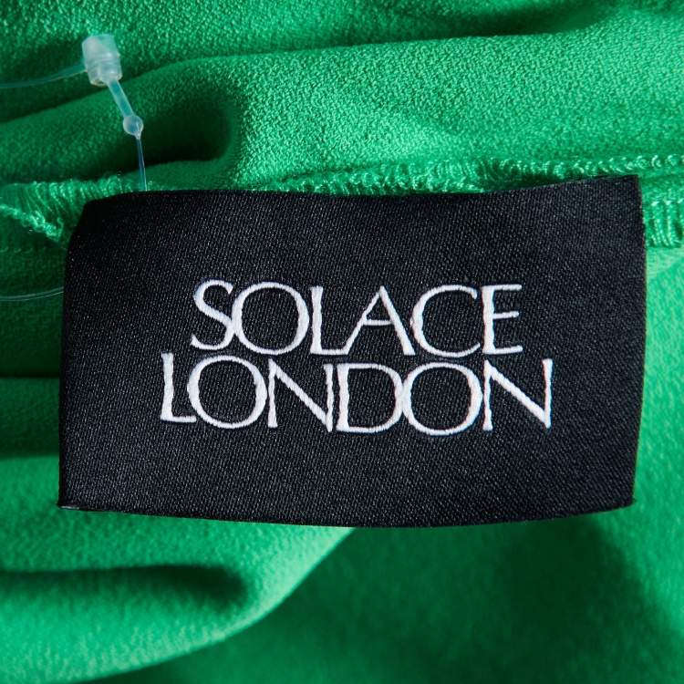 مملوكة مسبقًا Solace London Green Crepe Cape Detail Lydia Maxi Dress M