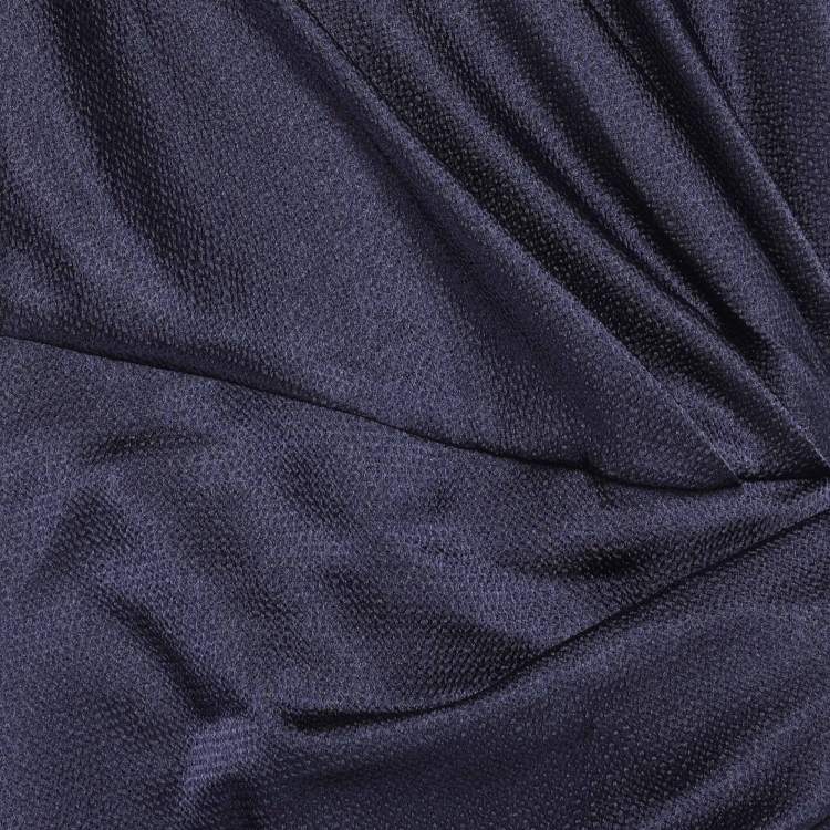 Pre Owned Solace London Blue/Black Textured Crepe One Shoulder Jumpsuit L