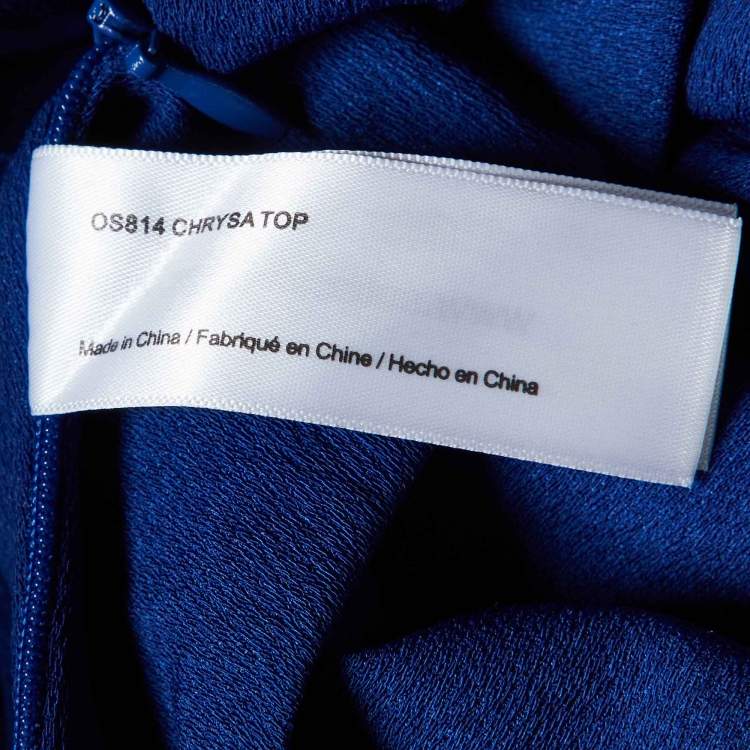 Pre Owned Solace London Blue Crepe One-Shoulder Chrysa Crop Top S