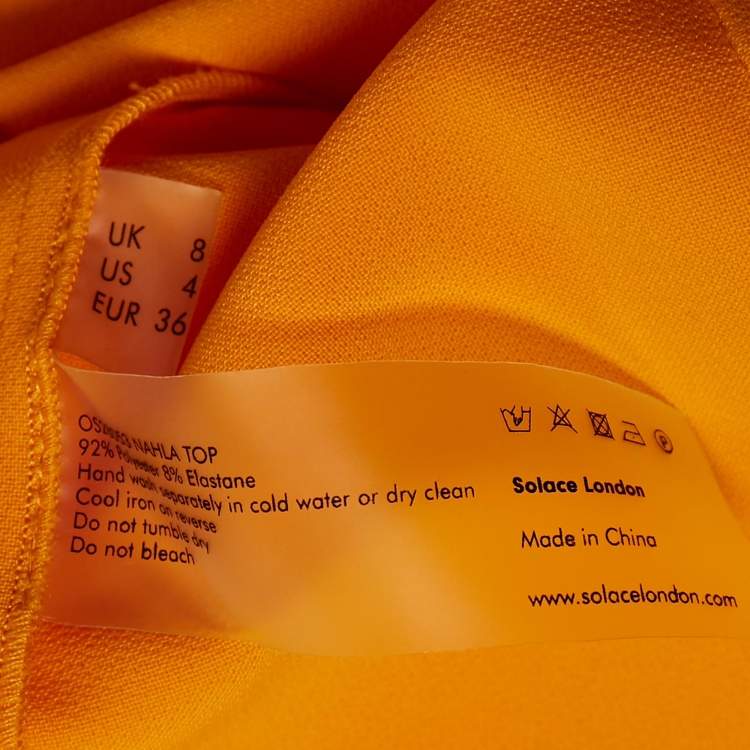 Pre Owned Solace London Orange Stretch Crepe The Nahla Top S