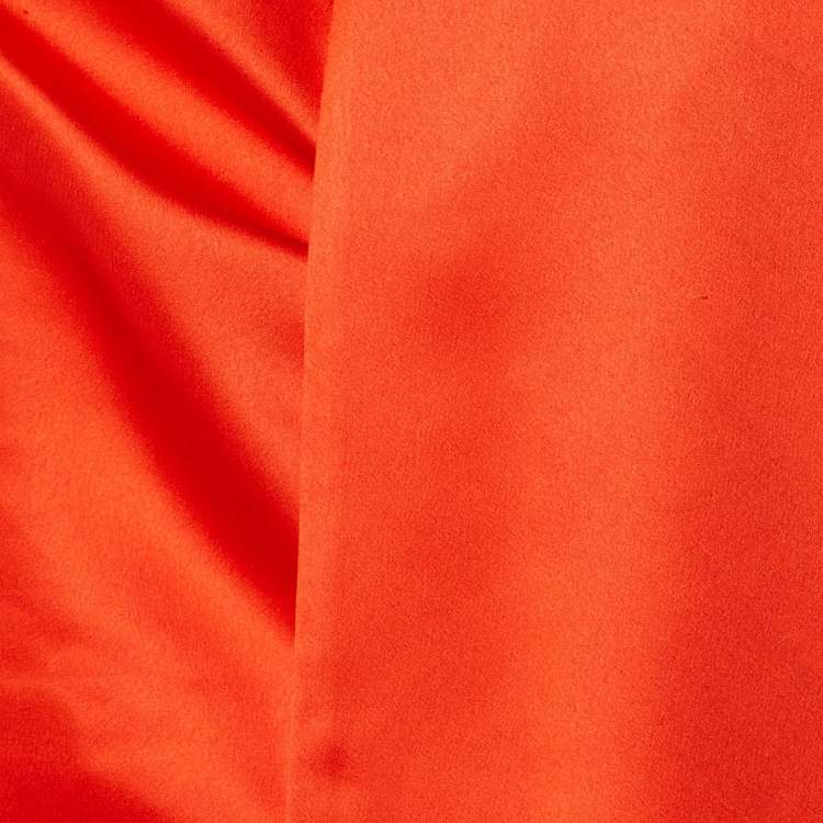 Pre Owned Solace London Orange Satin Sorina Draped Asymmetric Dress M