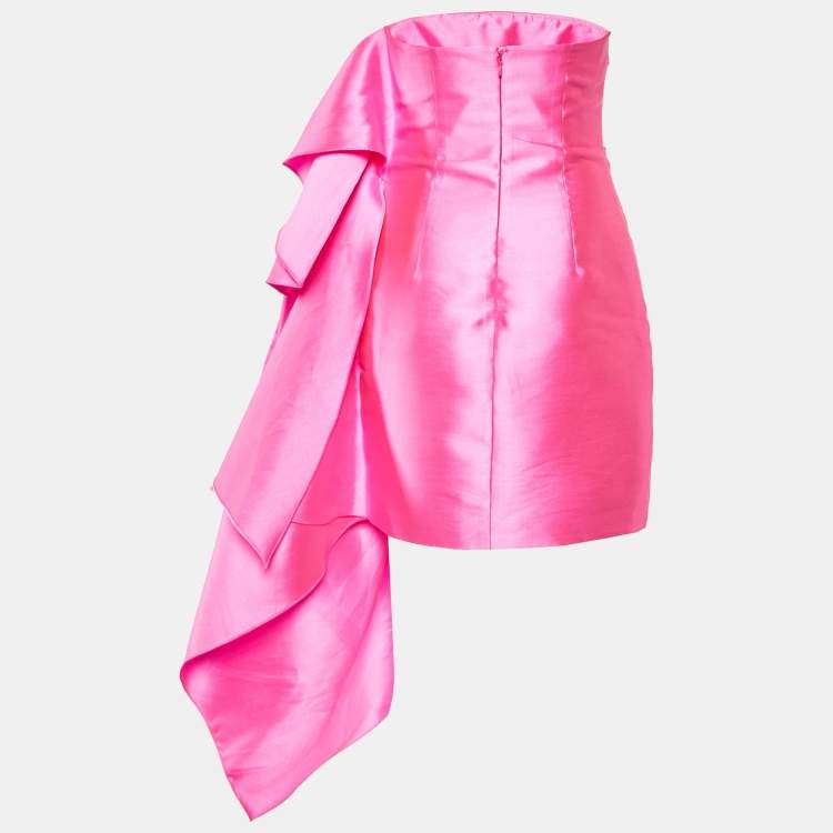 Pre Owned Solace London Hot Pink Satin Elia Strapless Mini Dress S