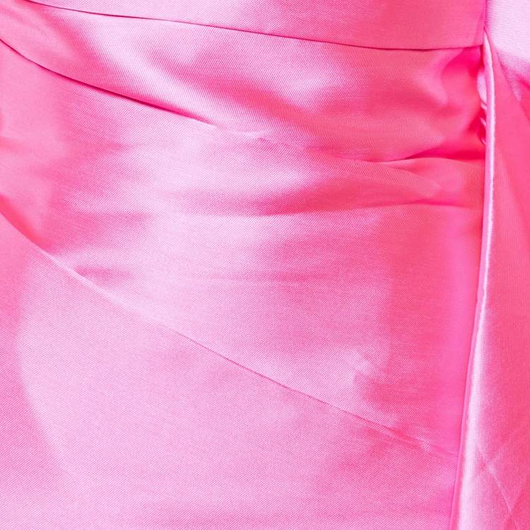 Pre Owned Solace London Hot Pink Satin Elia Strapless Mini Dress S