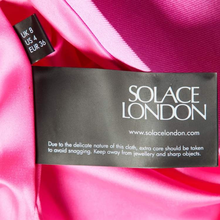 Pre Owned Solace London Hot Pink Satin Elia Strapless Mini Dress S