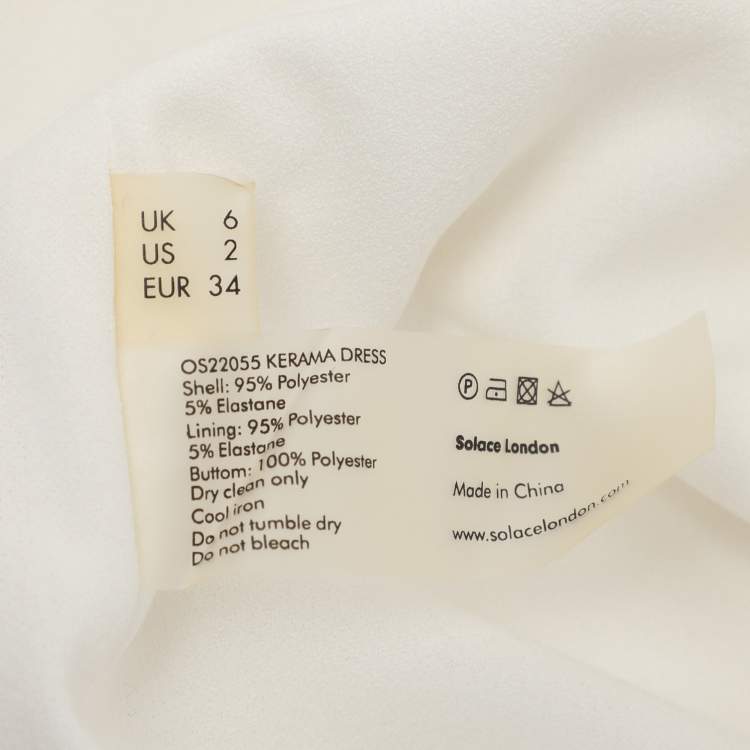 Pre Owned Solace London Cream Satin Blend Kerama Long Dress S