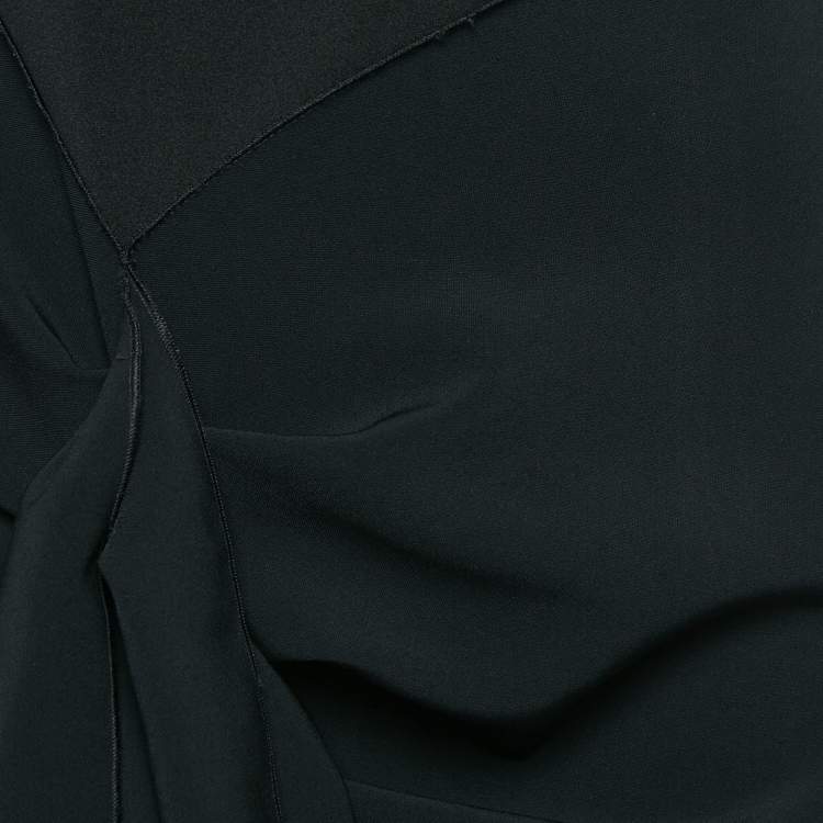مملوكة مسبقًا Solace London Black Stretch Crepe Draped Lotus Midaxi Dress M